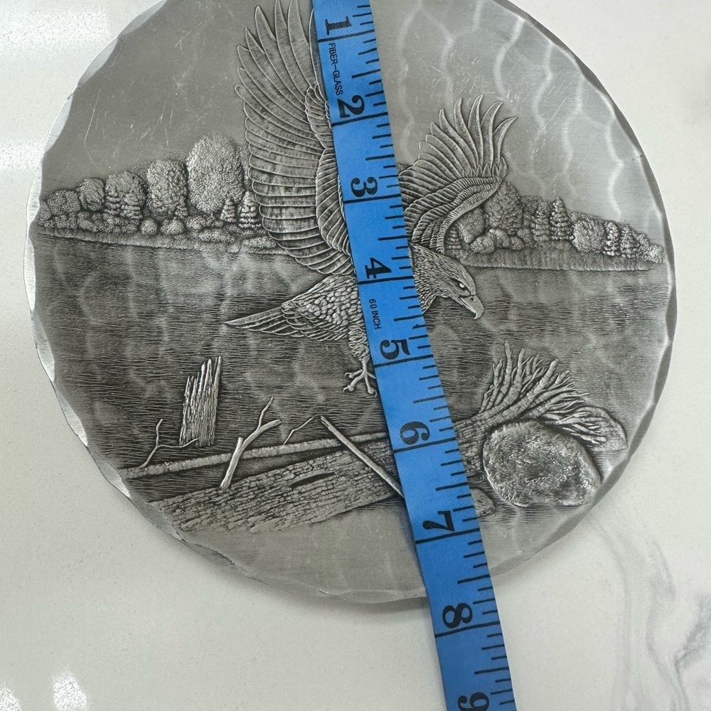 Silver Decorative Plate with Eagle Design - Picture 5 of 6